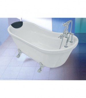 مغطس كلاسيك أبيض مع خلاط – أرجل كروم تقيل 150×80×88سم # js-915B